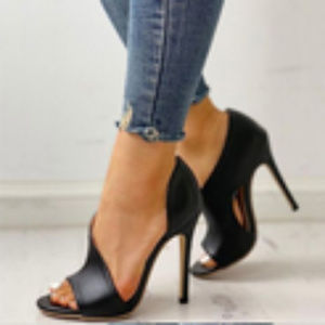 Cutout Peeptoe High Heels Black